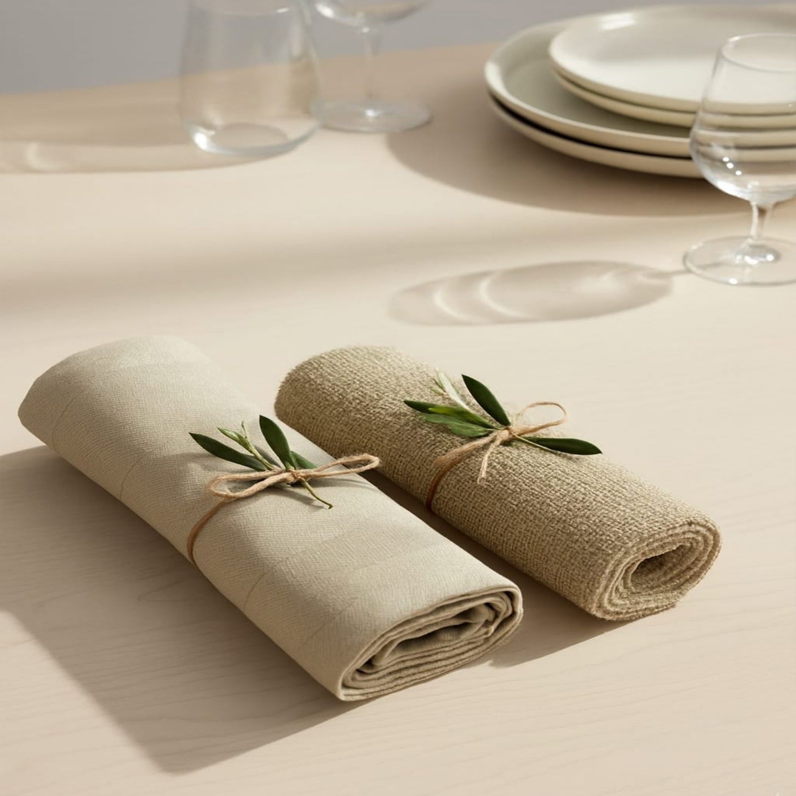 Table towel (65×65 cm) and hand towel (50×50 cm),100% cotton
