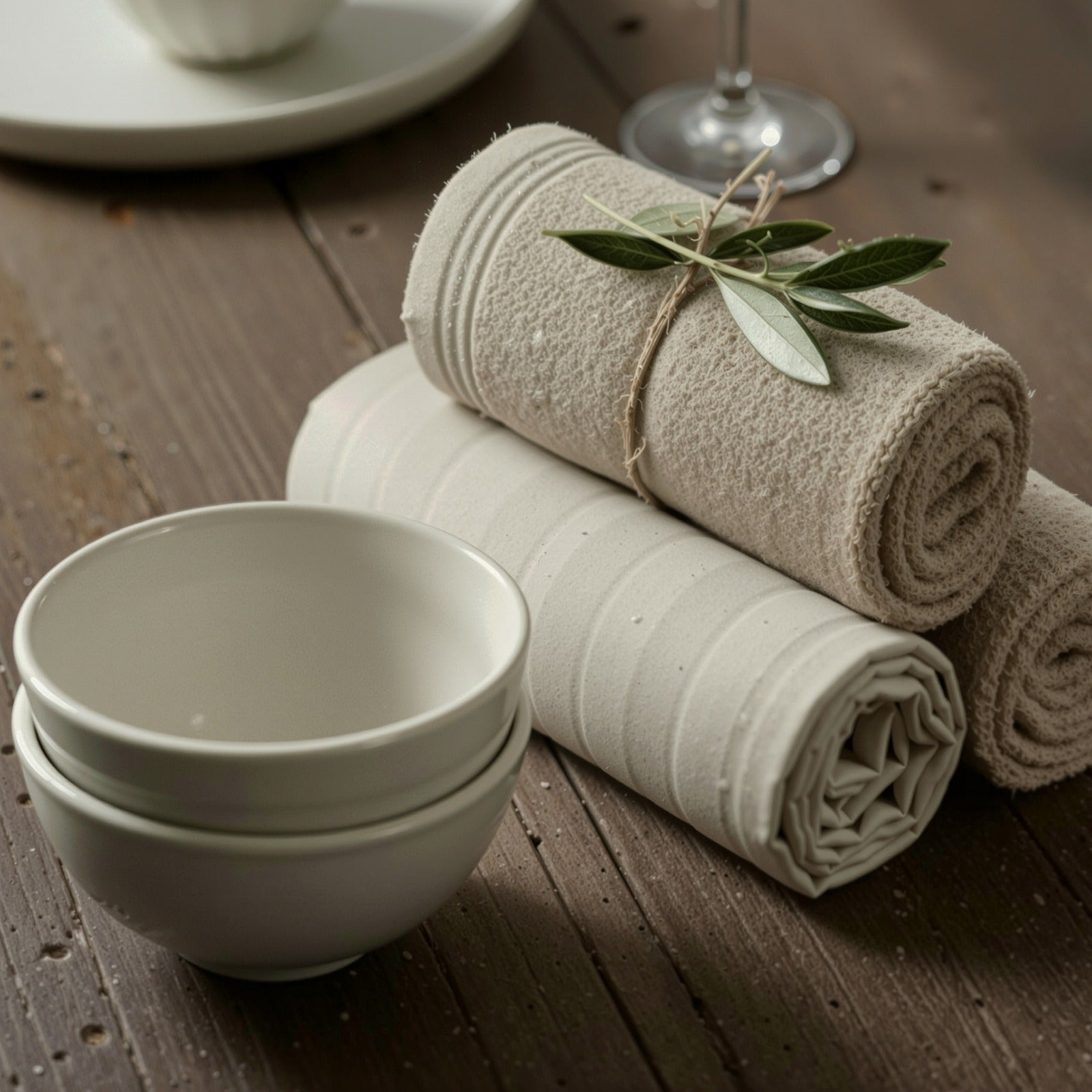 Table towel (65×65 cm) and hand towel (50×50 cm),100% cotton
