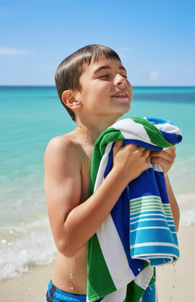 Beach Towel, 100% Cotton ,size 86*158 cm ,Colorful Summer Stripe Design