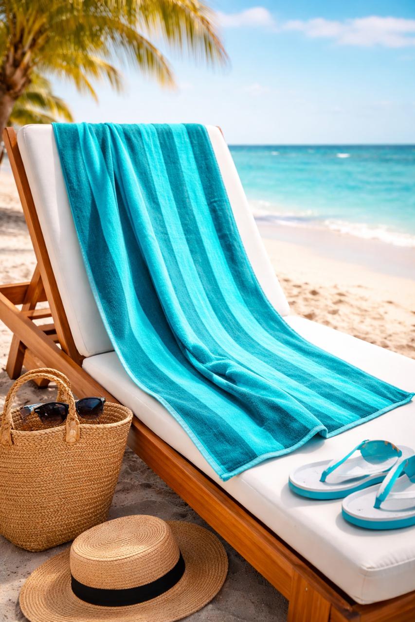 Beach Towel, 100% Cotton ,size 86*160 cm ,Classic Stripe Design