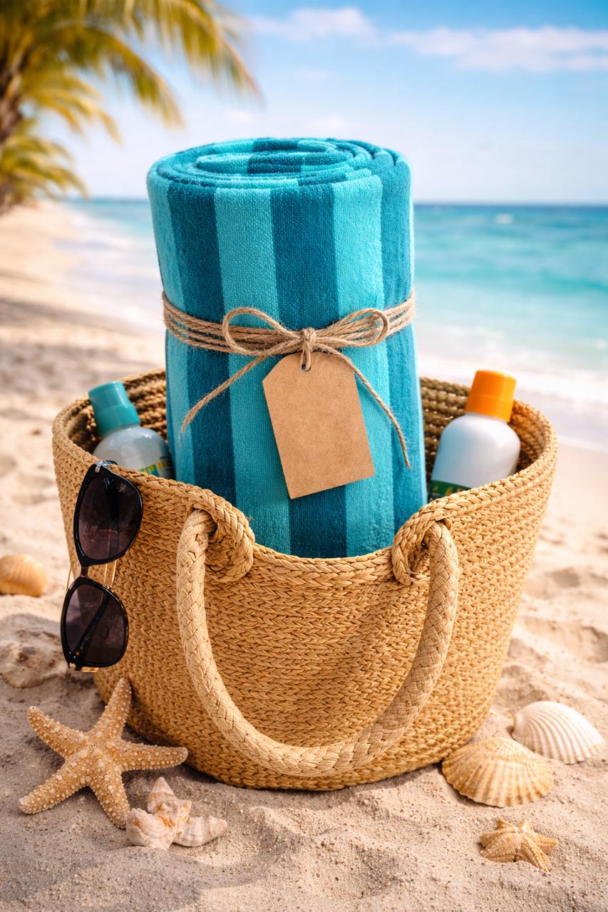 Beach Towel, 100% Cotton ,size 86*160 cm ,Classic Stripe Design