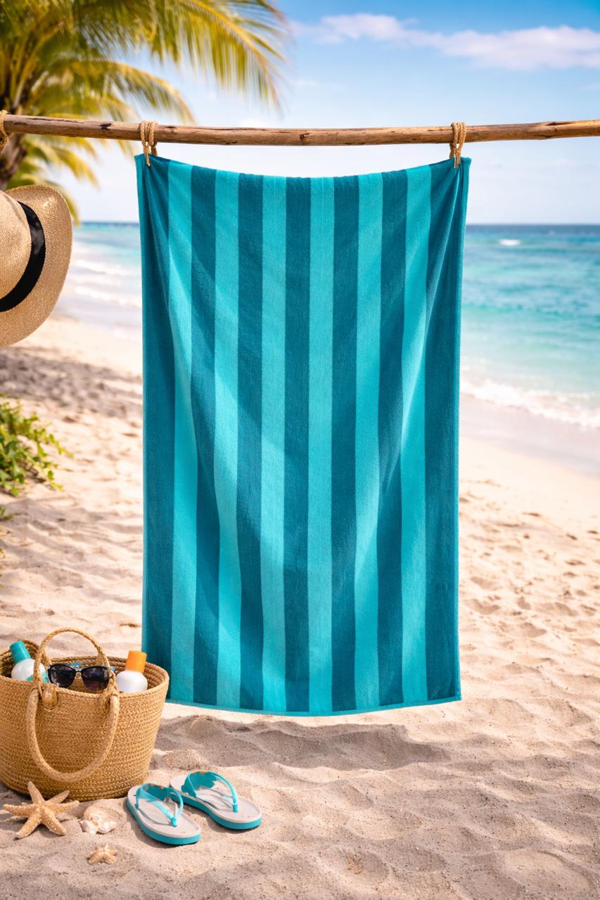 Beach Towel, 100% Cotton ,size 86*160 cm ,Classic Stripe Design