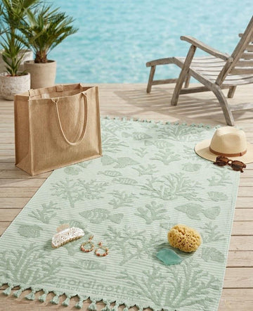 Beach Towel, 100% Cotton, 86x170 cm, Sea Life Pattern