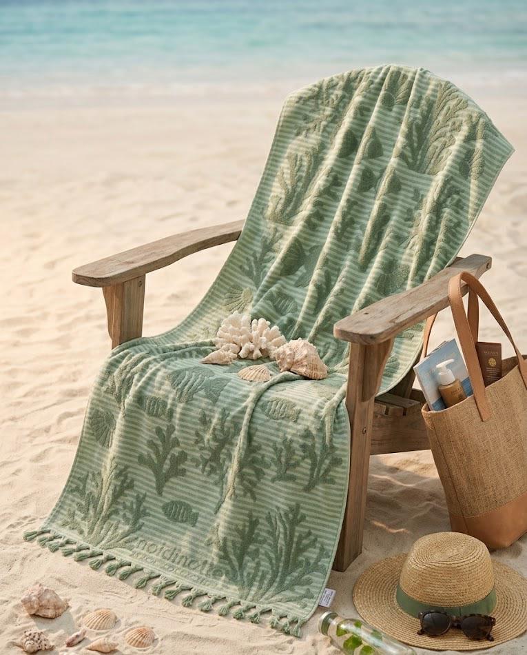 Beach Towel, 100% Cotton, 86x170 cm, Sea Life Pattern