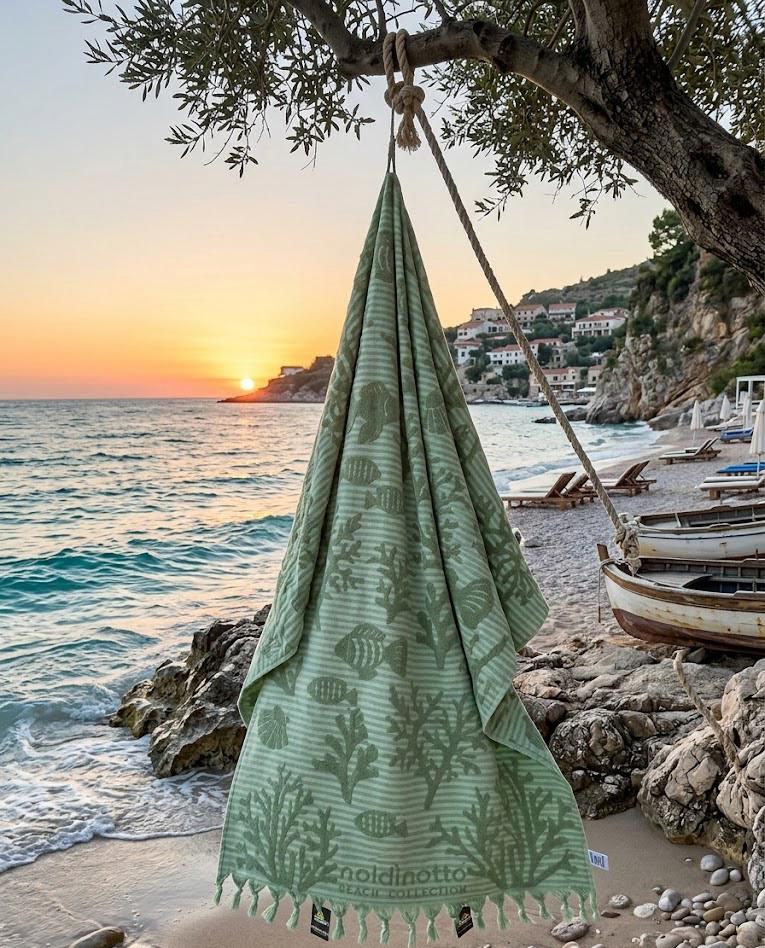 Beach Towel, 100% Cotton, 86x170 cm, Sea Life Pattern