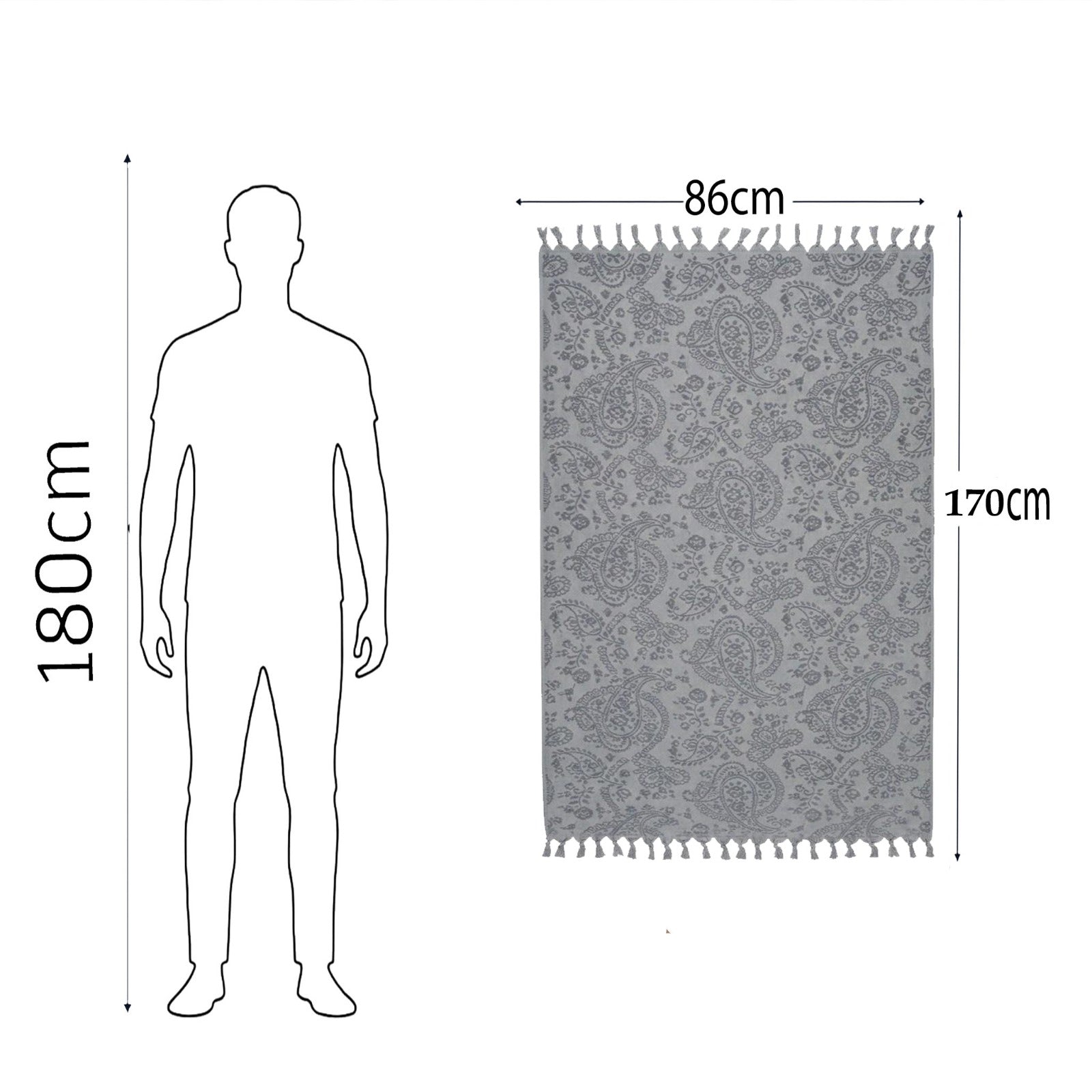 Beach Towel, 100% Cotton, Size 86*170 cm, Paisley Pattern