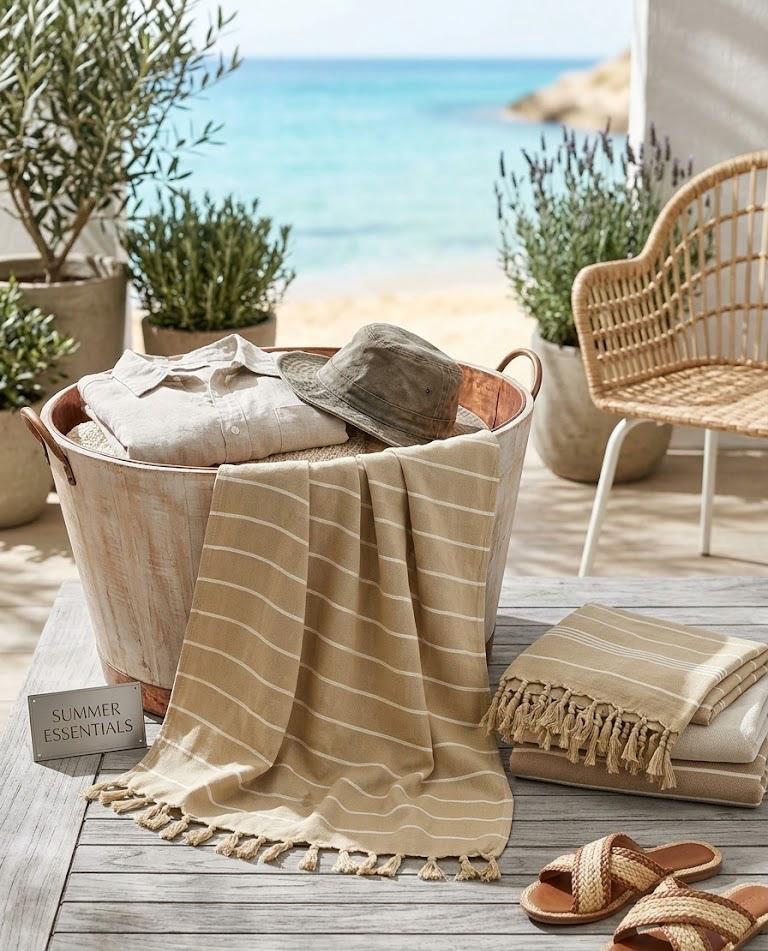 Beach Towel, 100% Cotton ,size 86*170 cm ,Elegant Stripes with Tassels