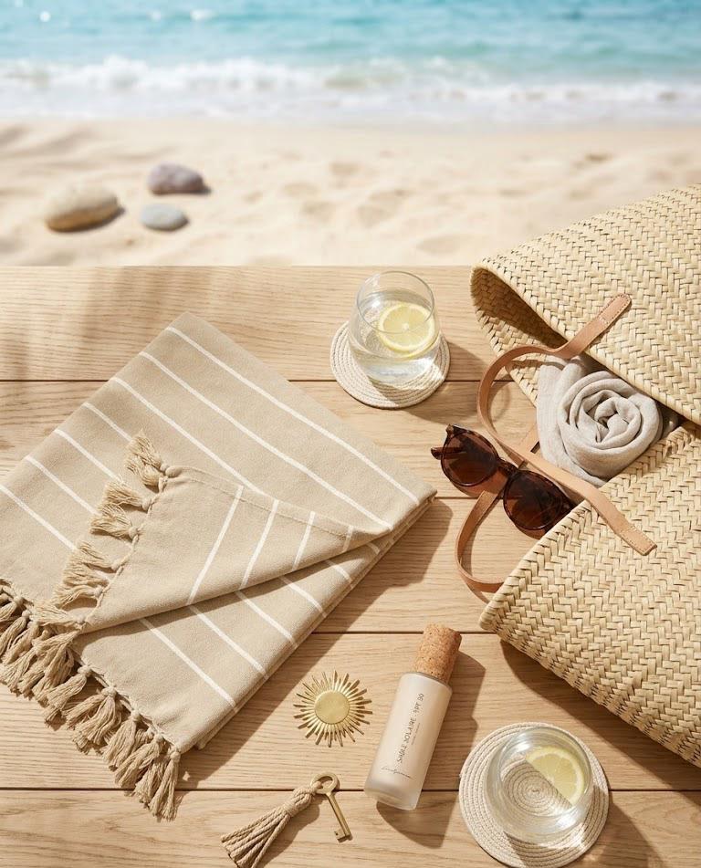 Beach Towel, 100% Cotton ,size 86*170 cm ,Elegant Stripes with Tassels