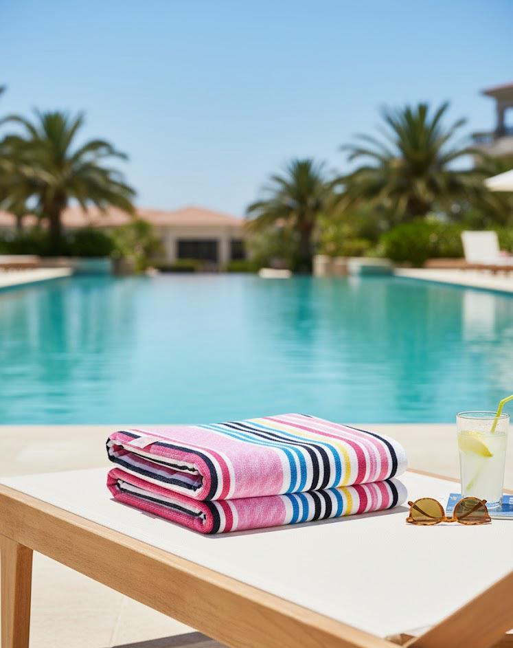 Beach Towel, 100% Cotton, Size 135 x 165 cm, Vibrant Multicolor Striped