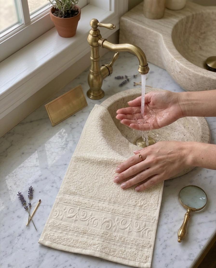 Hand Towel ,40 x 60 cm,100% Cotton,Warm Beige