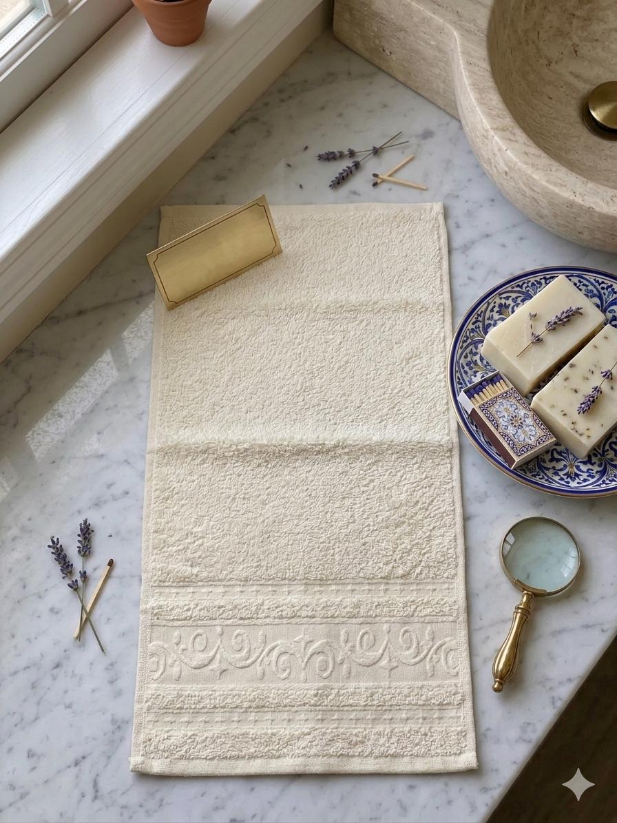 Hand Towel ,40 x 60 cm,100% Cotton,Warm Beige