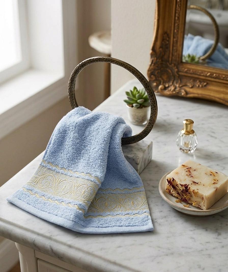 Hand Towel ,40 x 60 cm,100% Cotton, powder blue