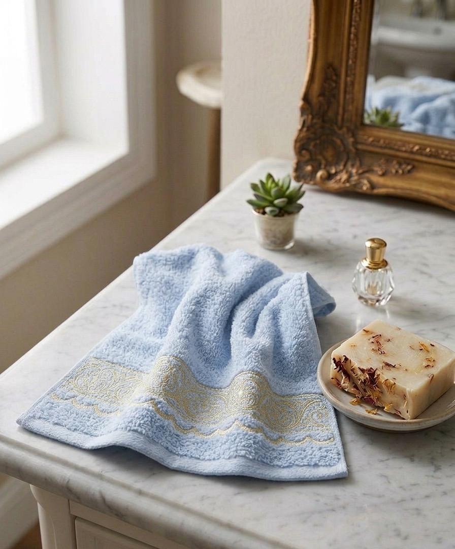 Hand Towel ,40 x 60 cm,100% Cotton, powder blue