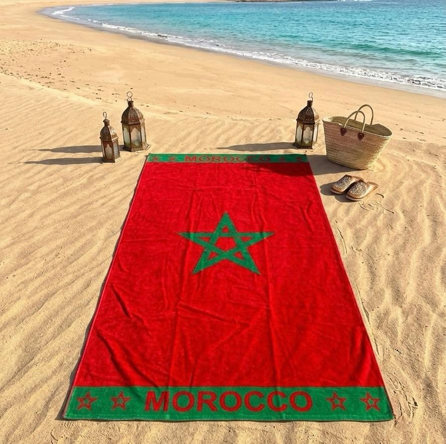Beach Towel, 100% Cotton ,size 90 x 160 cm , Morocco Velour Design
