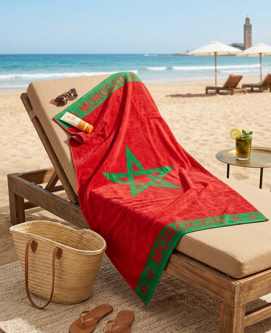 Beach Towel, 100% Cotton ,size 90 x 160 cm , Morocco Velour Design
