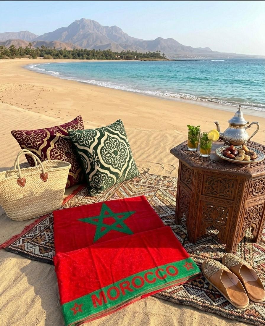 Beach Towel, 100% Cotton ,size 90 x 160 cm , Morocco Velour Design