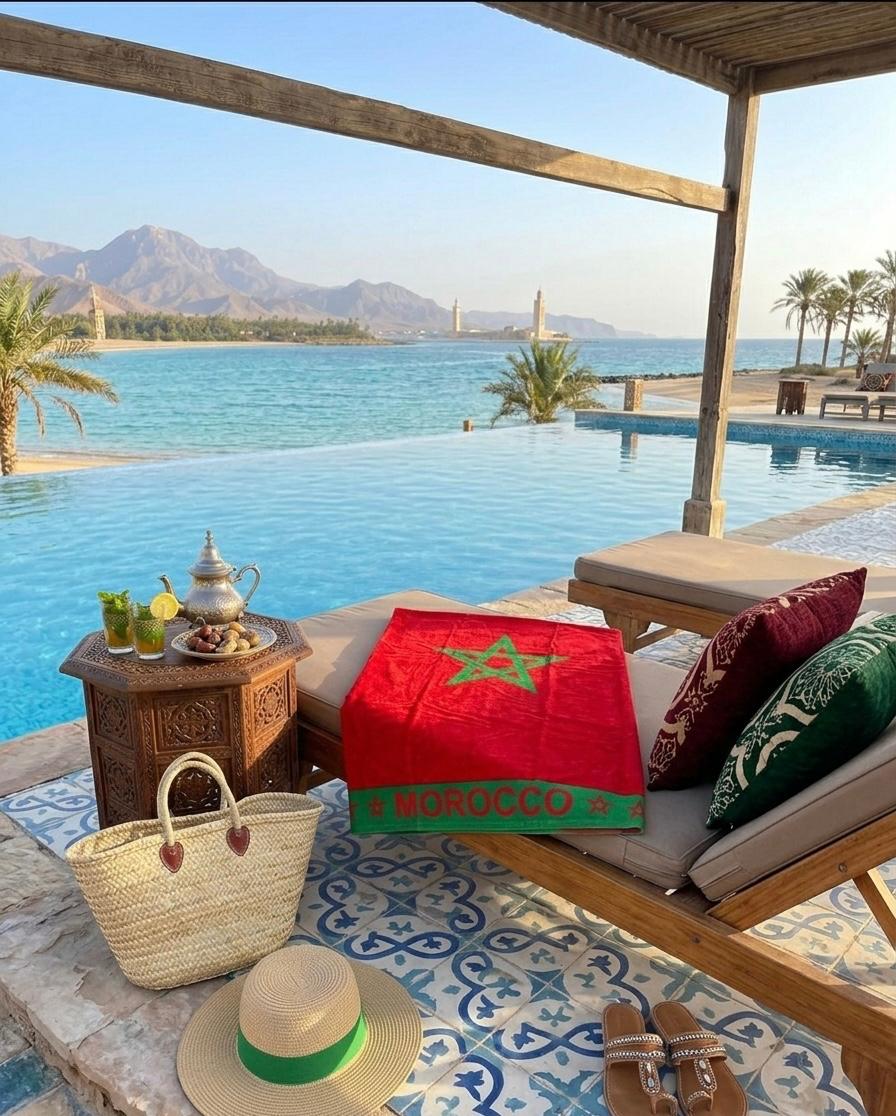 Beach Towel, 100% Cotton ,size 90 x 160 cm , Morocco Velour Design