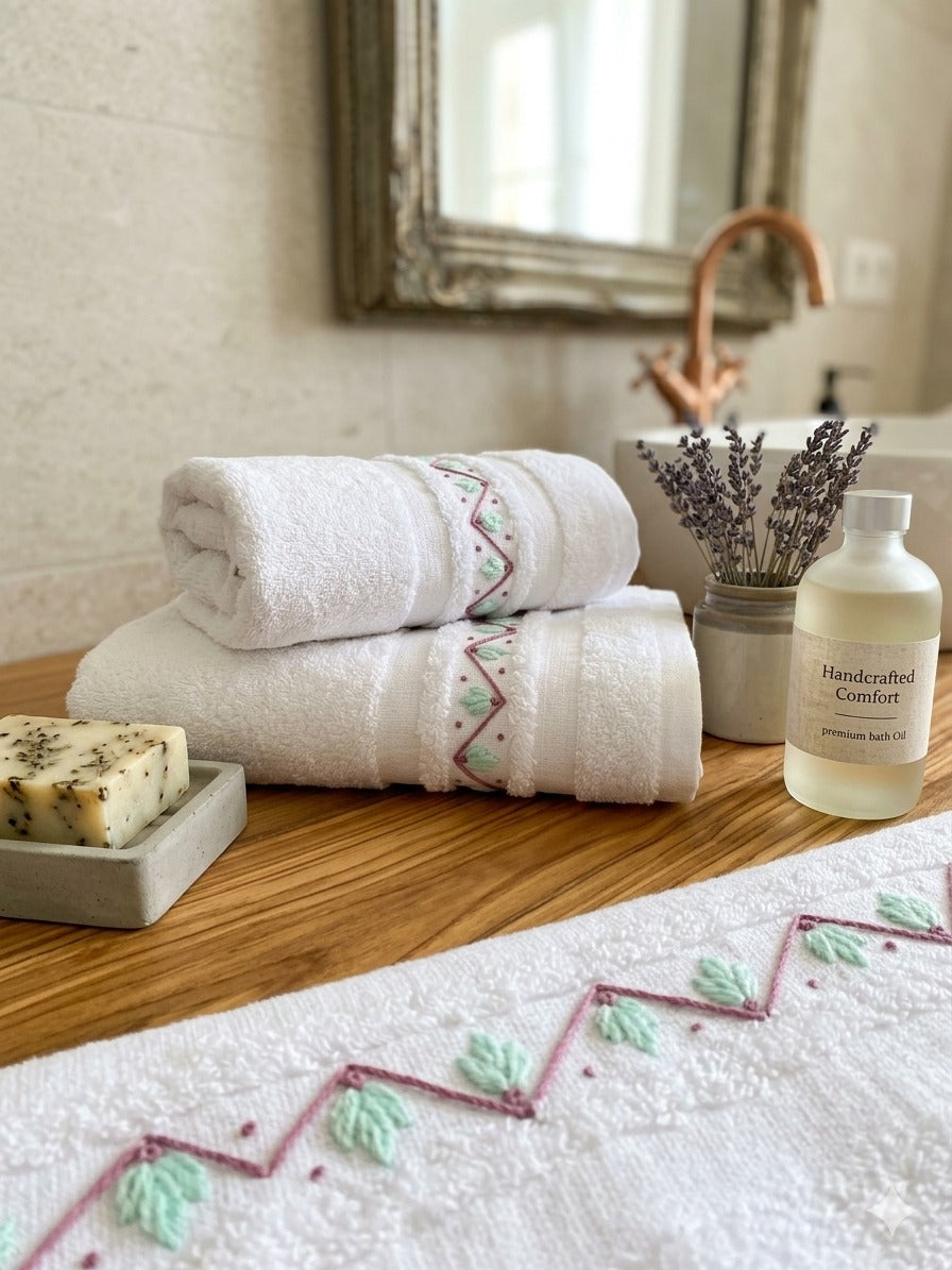 Handmade towel ,100% cotton ,Diagonals design