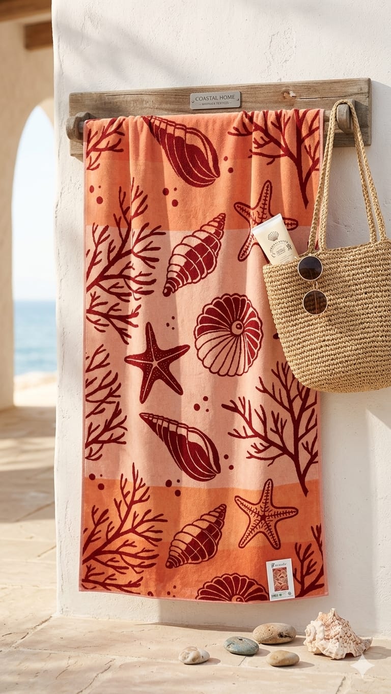 Beach towel, 90*160 cm ,100% cotton ,Coral Reef  design