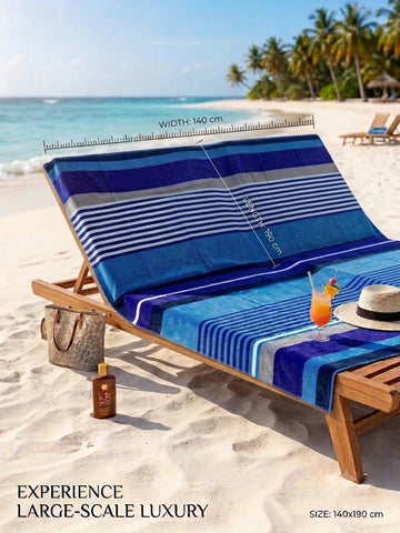 Jumbo beach towel ,140 X 190 cm , 100% cotton , Highly absorbent ,Striped Beach Towel