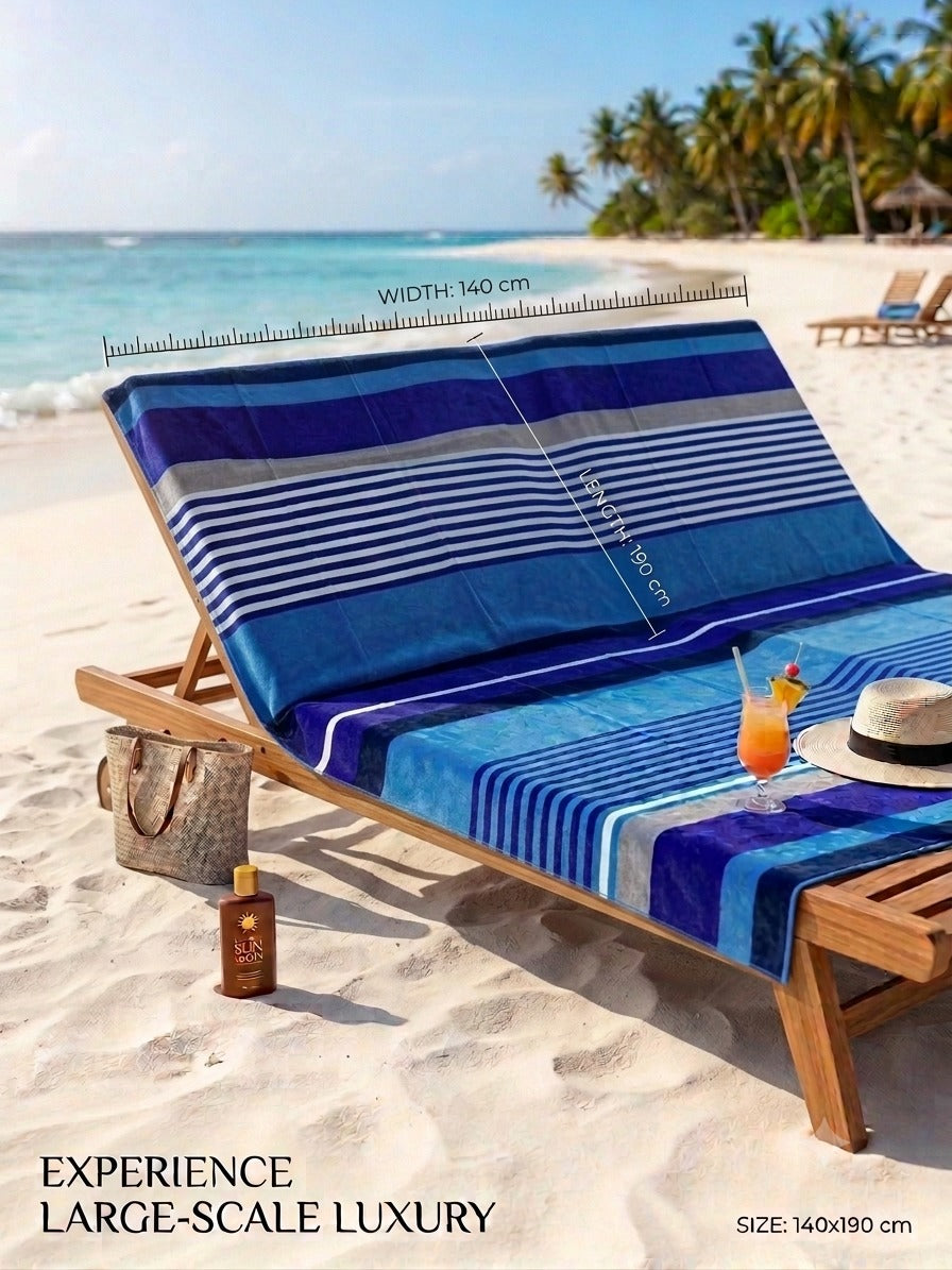 Jumbo beach towel ,140 X 190 cm , 100% cotton , Highly absorbent ,Striped Beach Towel
