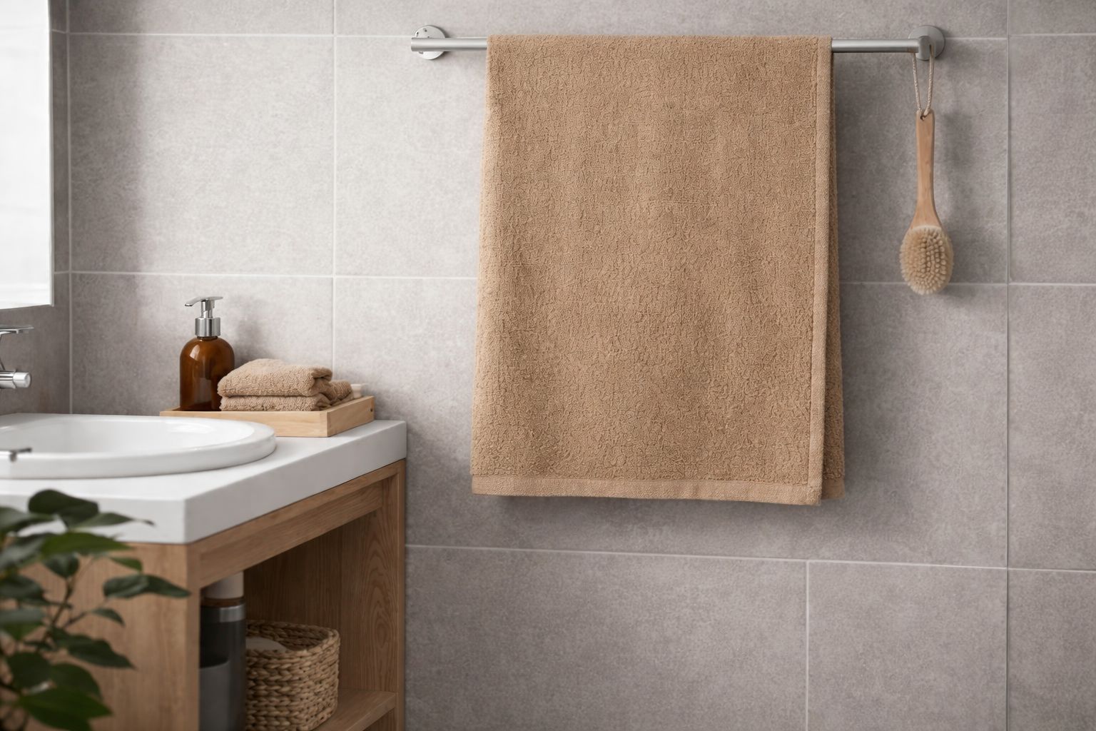 Hand towel ,Biege, 100% Cotton