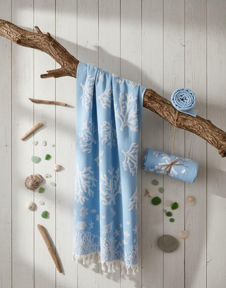 Beach Towel, 100% Cotton ,size 86*160  cm ,Fresh Coral Design