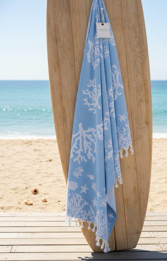 Beach Towel, 100% Cotton ,size 86*160  cm ,Fresh Coral Design
