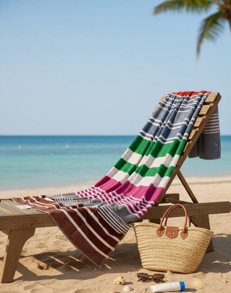 Beach Towel, 100% Cotton ,size 86*158 cm ,Colorful Summer Stripe Design