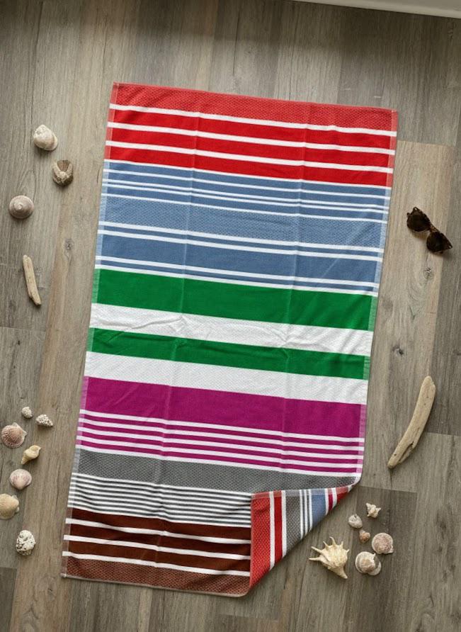 Beach Towel, 100% Cotton ,size 86*158 cm ,Colorful Summer Stripe Design
