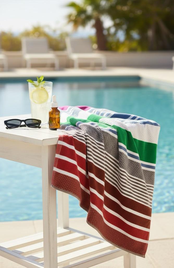 Beach Towel, 100% Cotton ,size 86*158 cm ,Colorful Summer Stripe Design