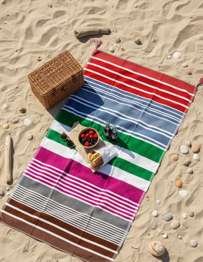 Beach Towel, 100% Cotton ,size 86*158 cm ,Colorful Summer Stripe Design