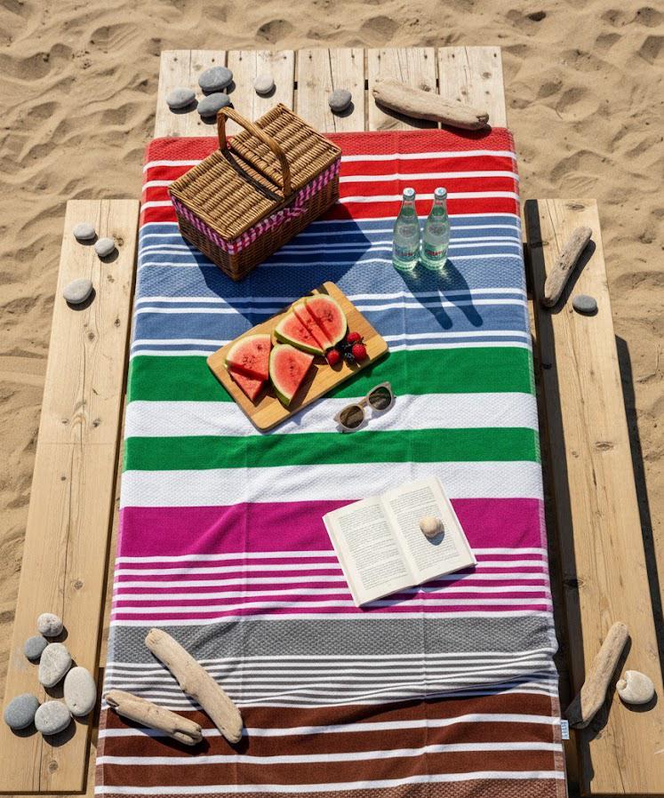 Beach Towel, 100% Cotton ,size 86*158 cm ,Colorful Summer Stripe Design