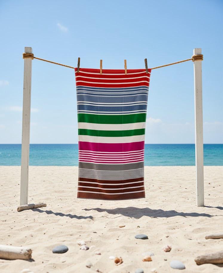 Beach Towel, 100% Cotton ,size 86*158 cm ,Colorful Summer Stripe Design