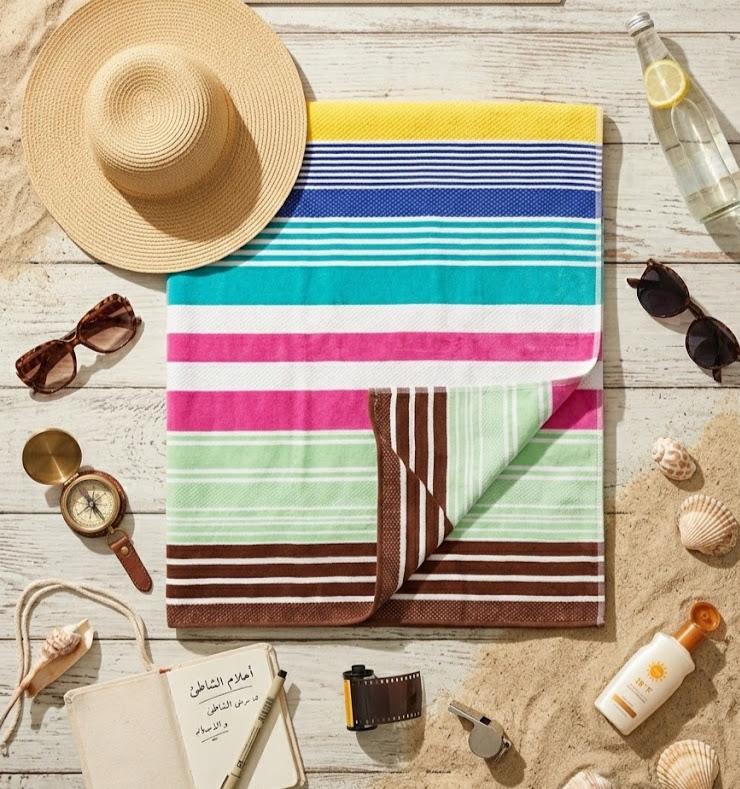 Beach Towel, 100% Cotton ,size 86*158 cm ,Colorful Summer Stripe Design