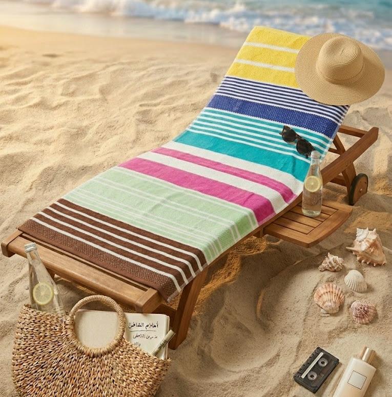 Beach Towel, 100% Cotton ,size 86*158 cm ,Colorful Summer Stripe Design
