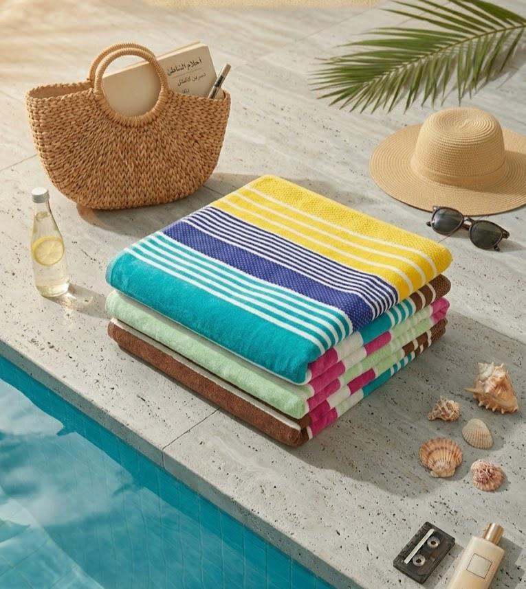 Beach Towel, 100% Cotton ,size 86*158 cm ,Colorful Summer Stripe Design