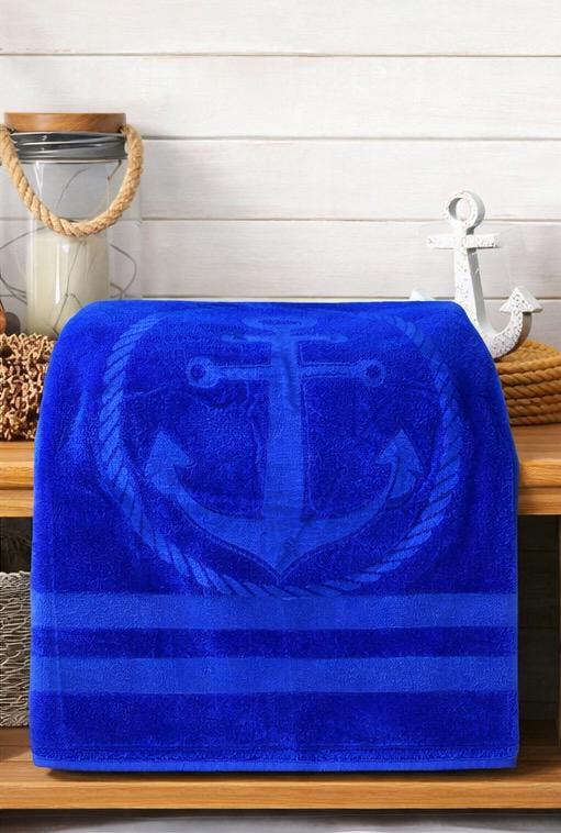 Beach Towel, 100% Cotton, 95 x 170 cm, Navy Anchor Coastal Design