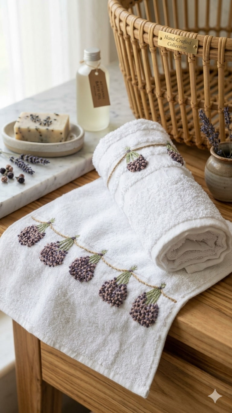 Handmade towel  ,100% cotton , pouqet design