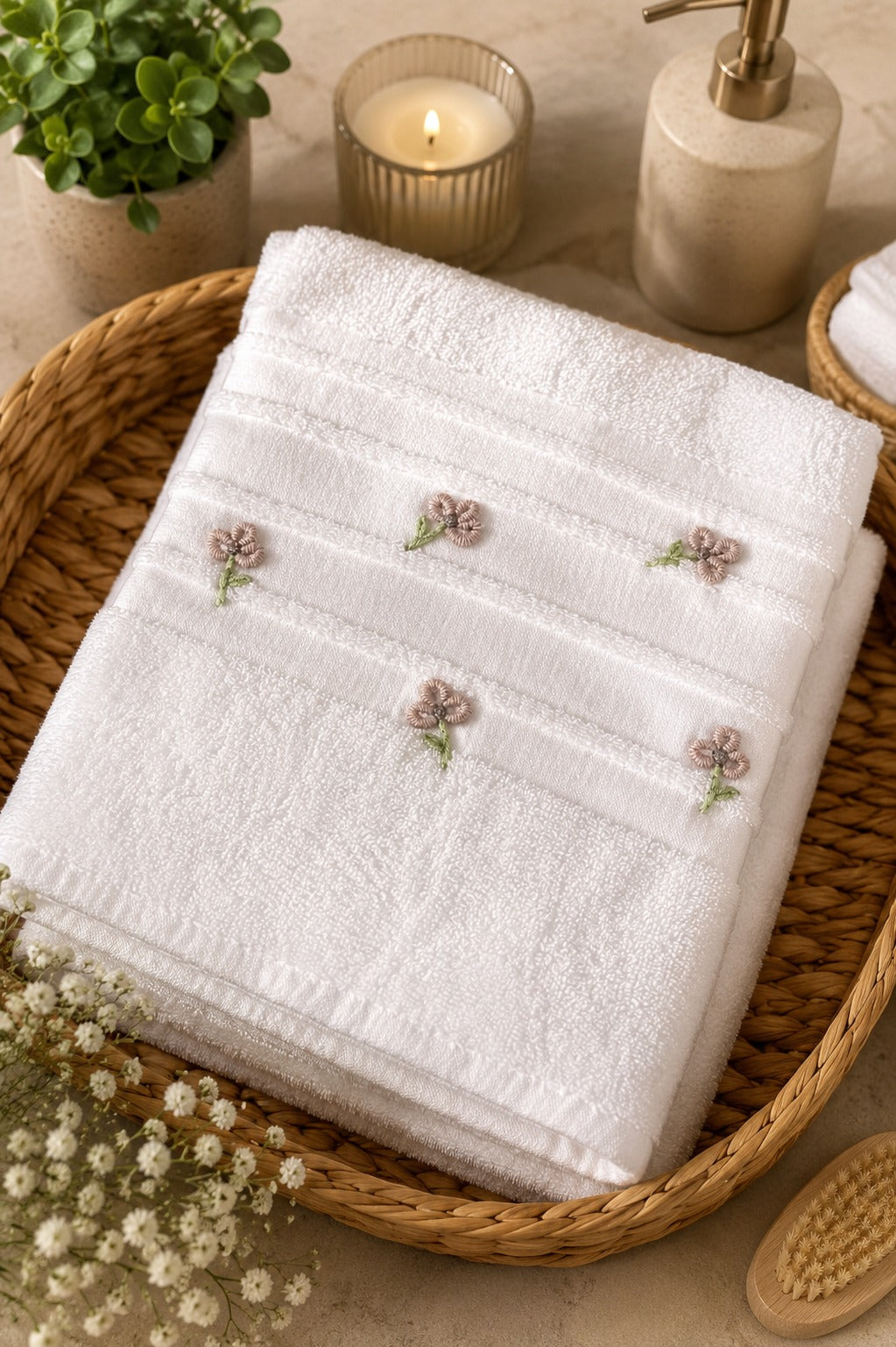 Handmade  towel ,100% cotton ,Mini butterflies design