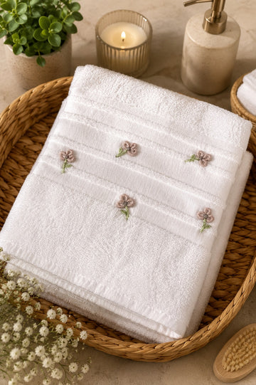 Handmade  towel ,100% cotton ,Mini butterflies design