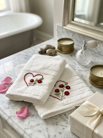 Handmade towel 100% cotton ,Heart Blossom design