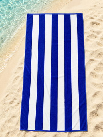 Beach towel , 90 x 180 , 100% cotton ,Highly absorbent ,Classic Blue & White Striped  Beach Towel