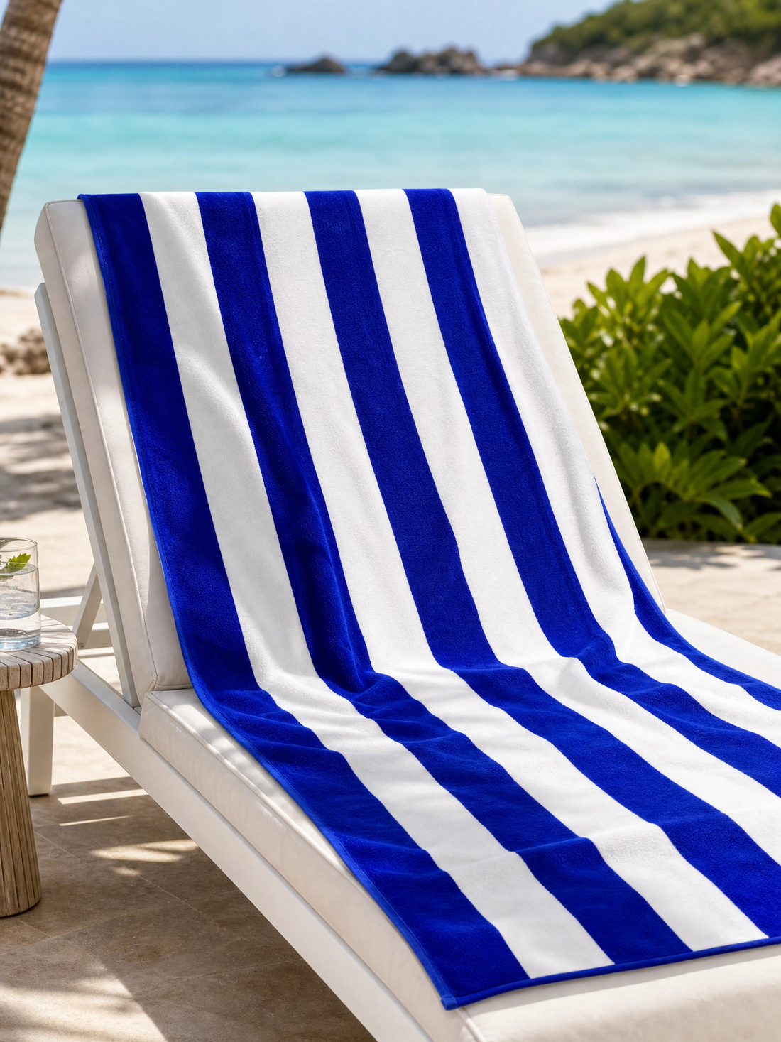 Beach towel , 90 x 180 , 100% cotton ,Highly absorbent ,Classic Blue & White Striped  Beach Towel