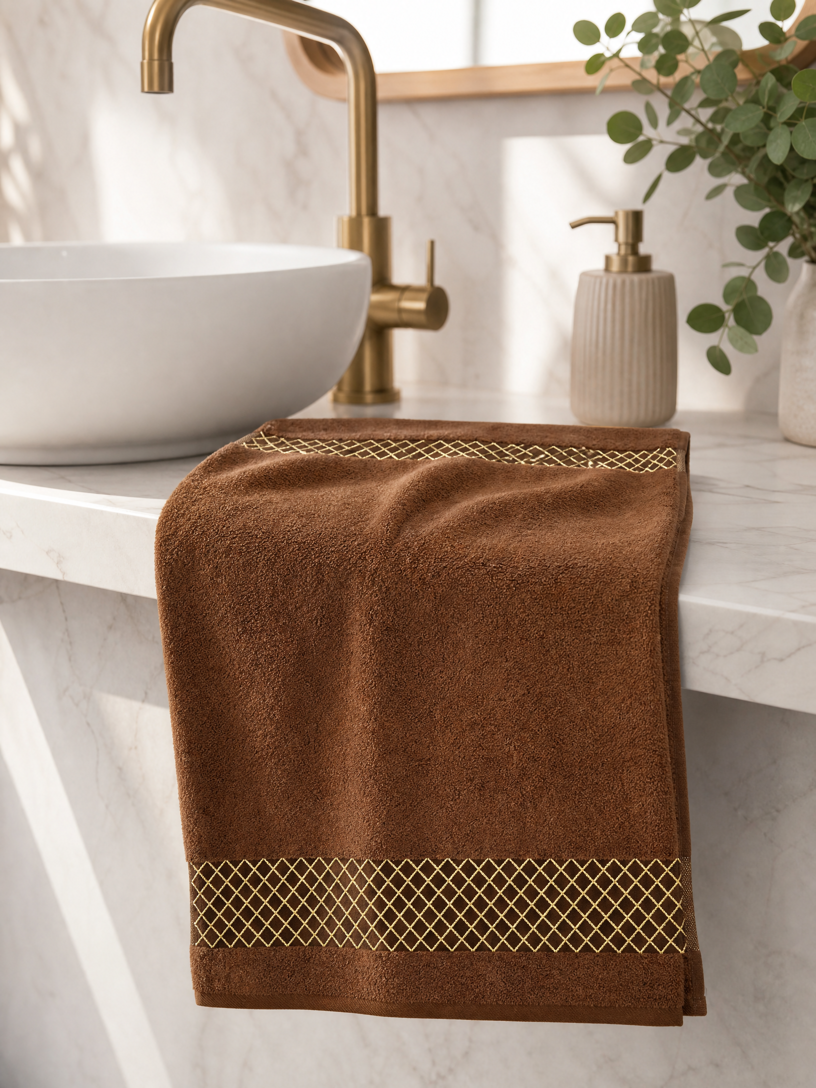 Facetowel , 50*100 , 100% cotton, Highly absorbent ,Diamond Border design