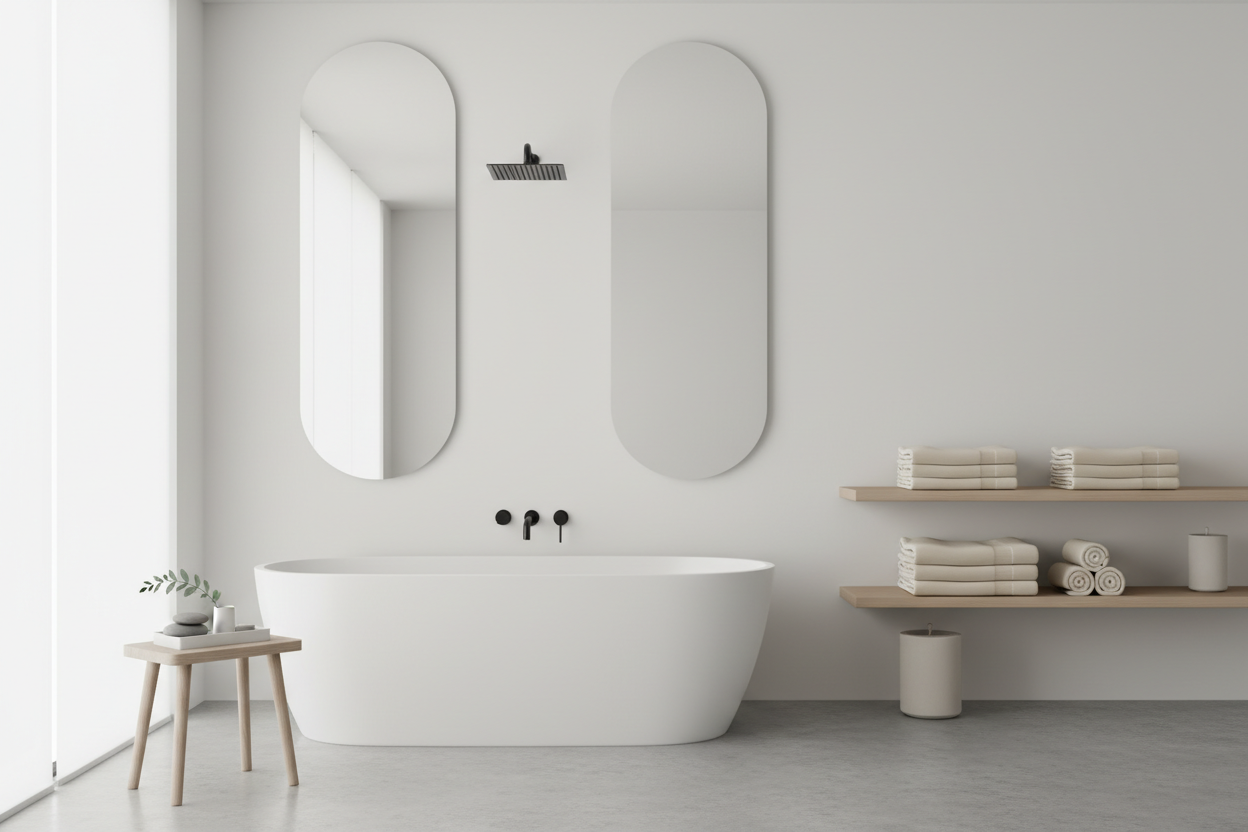 clean modern minimalistic Bath Sheets in a clean modern minimalistic bathroom 