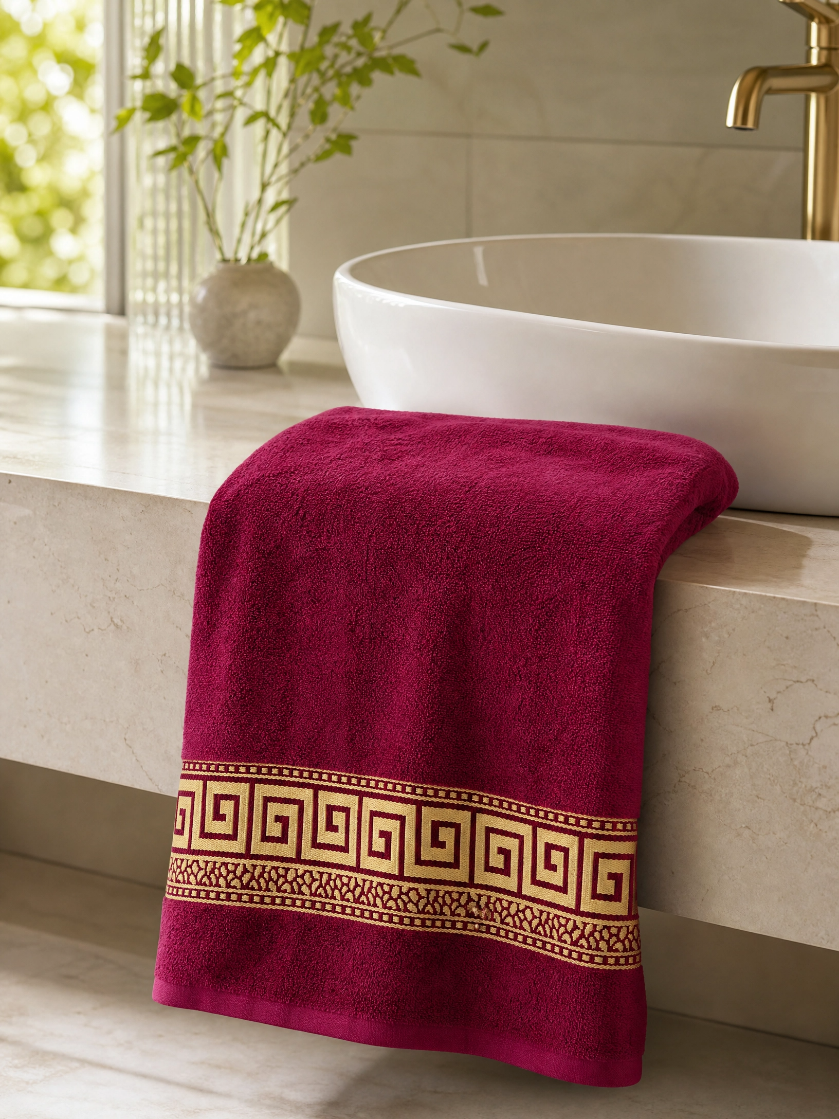 Facetowel , 50*100 , 100% cotton, Highly absorbent ,Versace Pattern