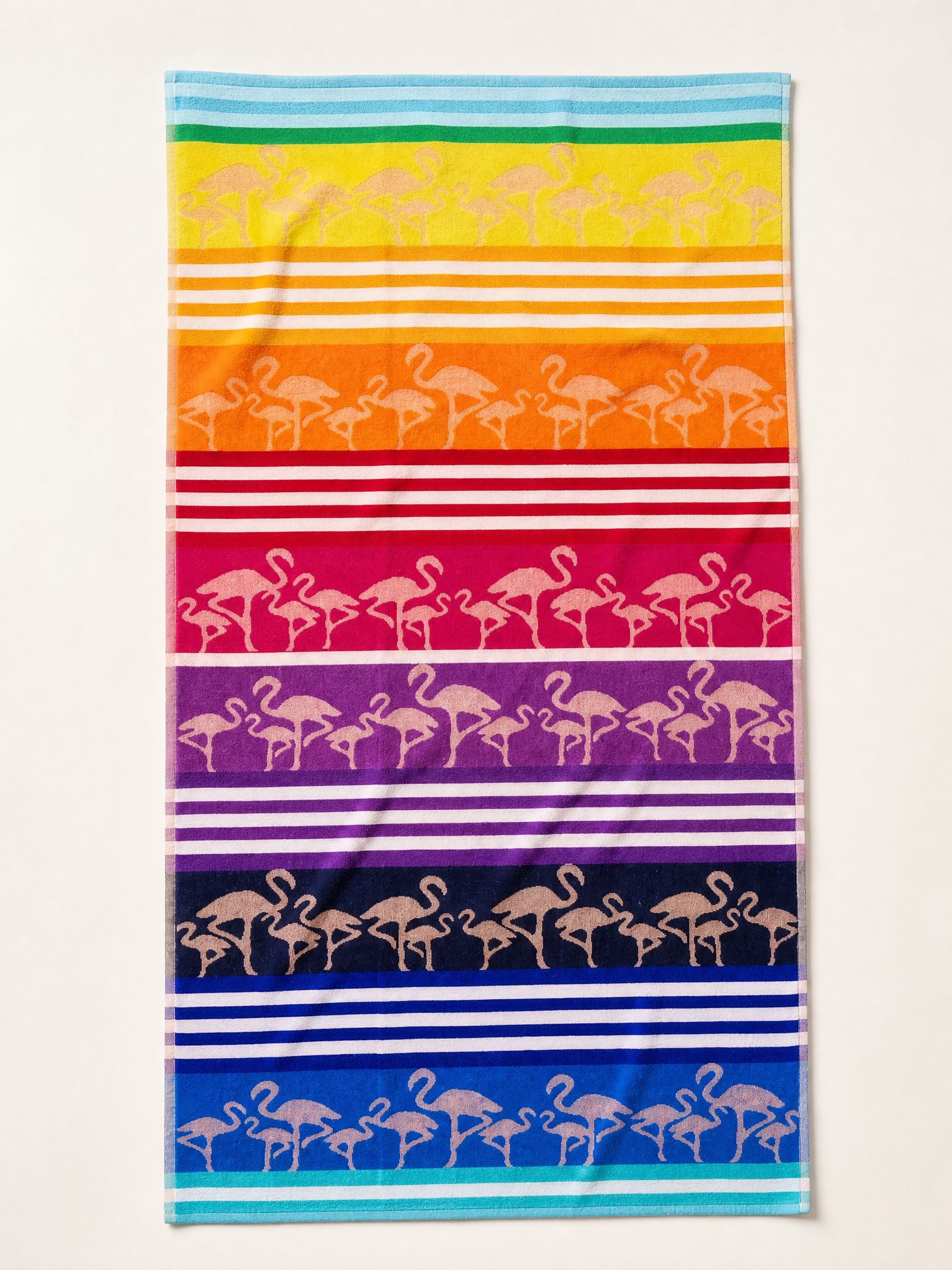 Beach towel , 86 x 160 , 100% cotton ,Highly absorbent , Vibrant Tropical Flamingo Beach Towel