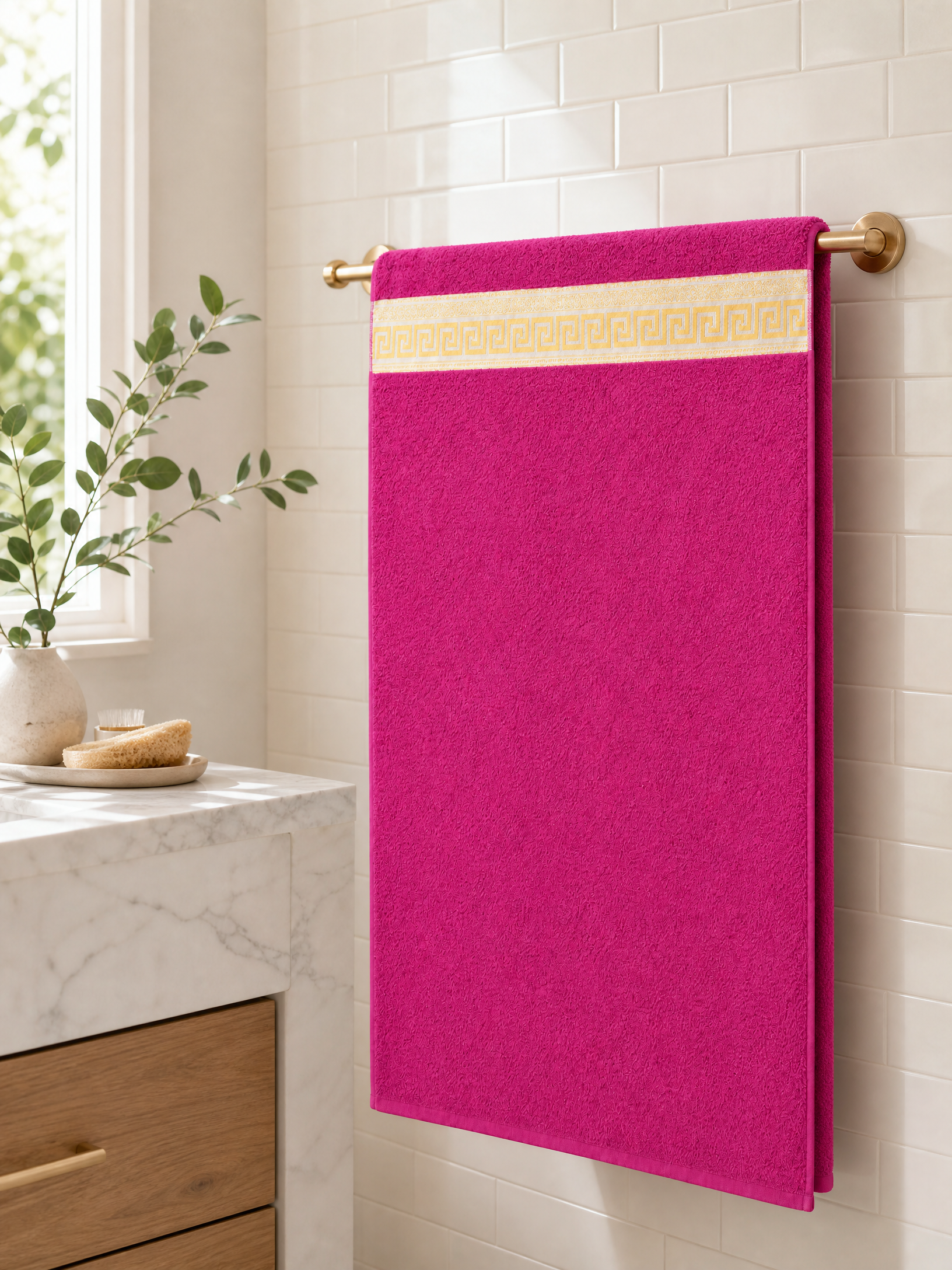 Bathtowel ,90 x 155  100% cotton ,Highly absorbent ,Versace Pattern