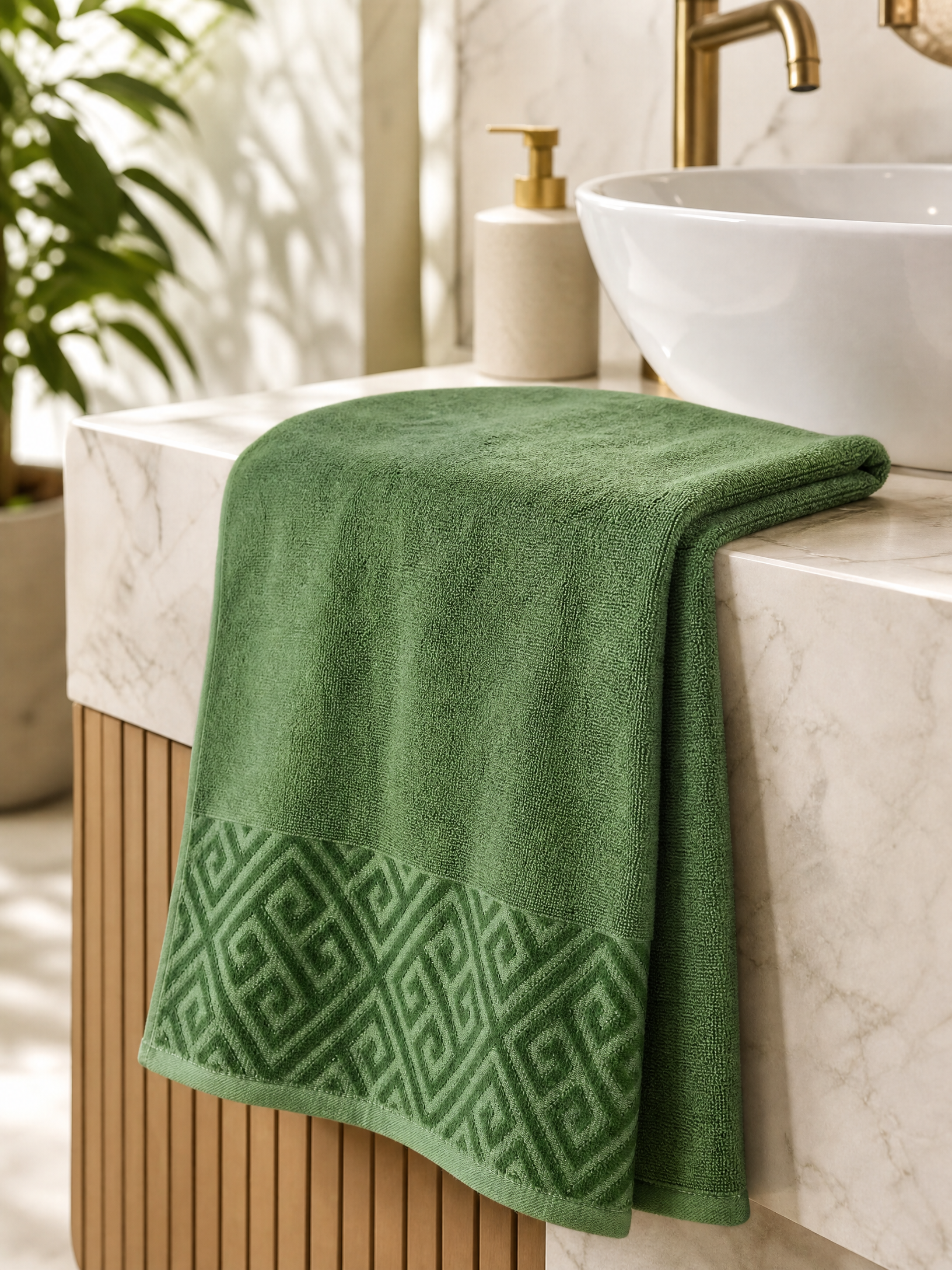 Facetowel , 50*100 , 100% cotton, Highly absorbent , Greek key design